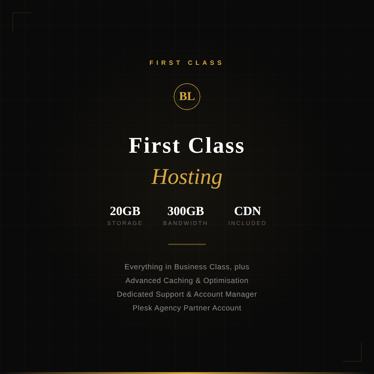 Black Label first class managed web hosting plan features and inclusions