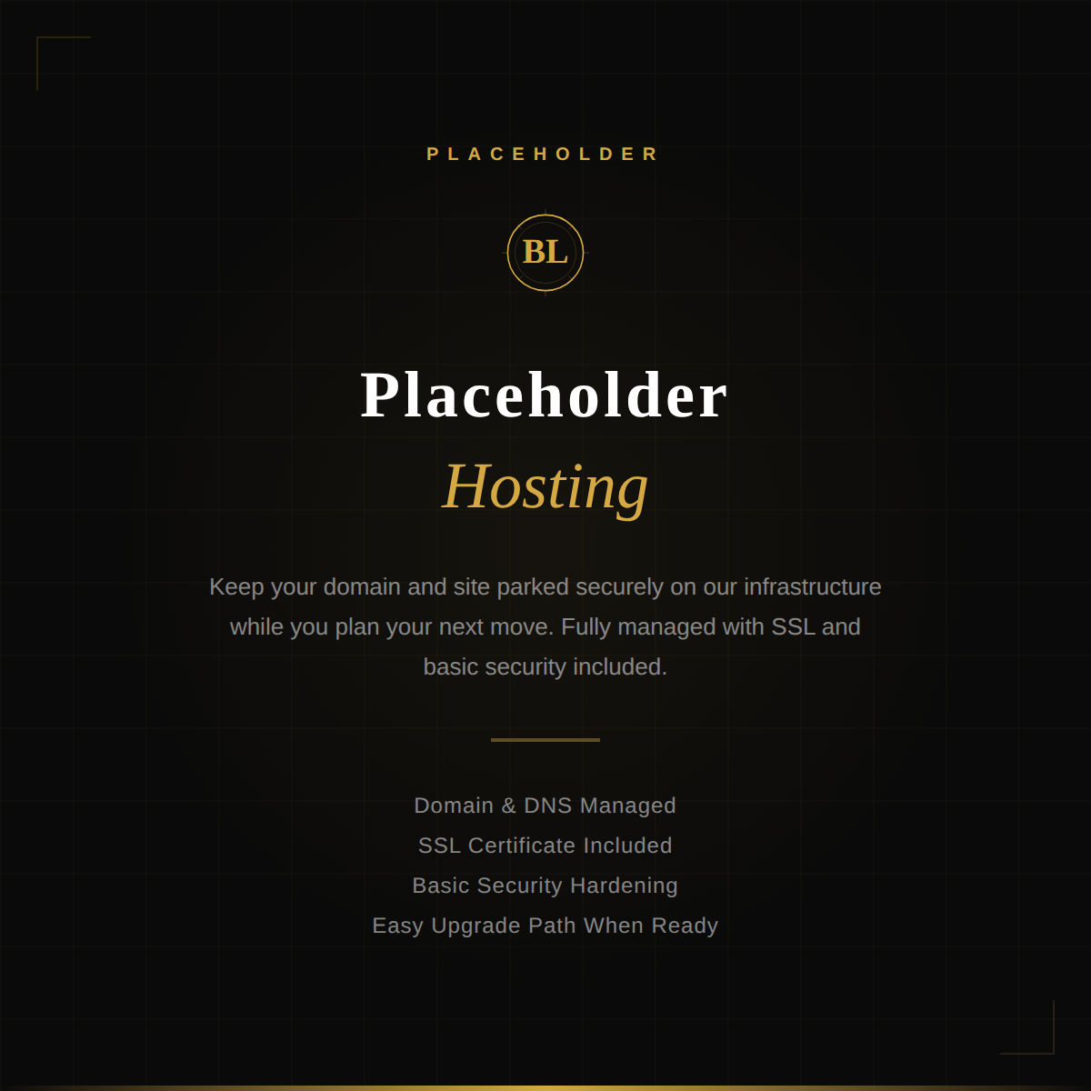 Black Label Placeholder managed hosting plan features and inclusions
