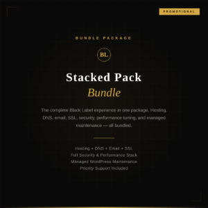 Black Label Stacked Pack managed WordPress hosting plan features overview