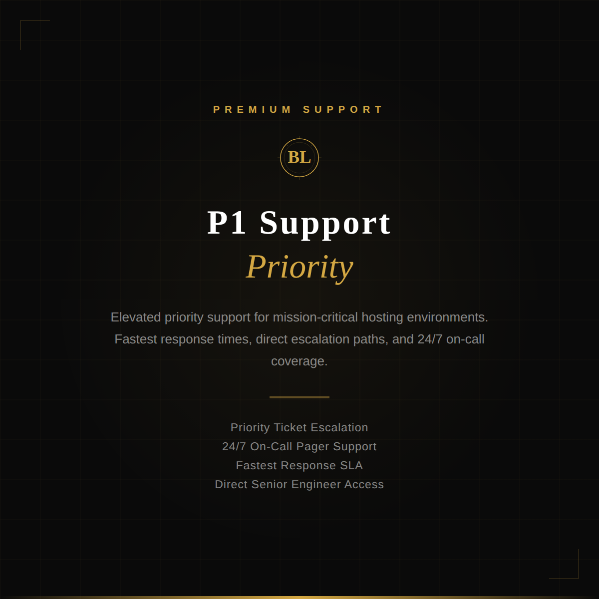 Black Label Hosting P1 priority support escalation service for critical website issues