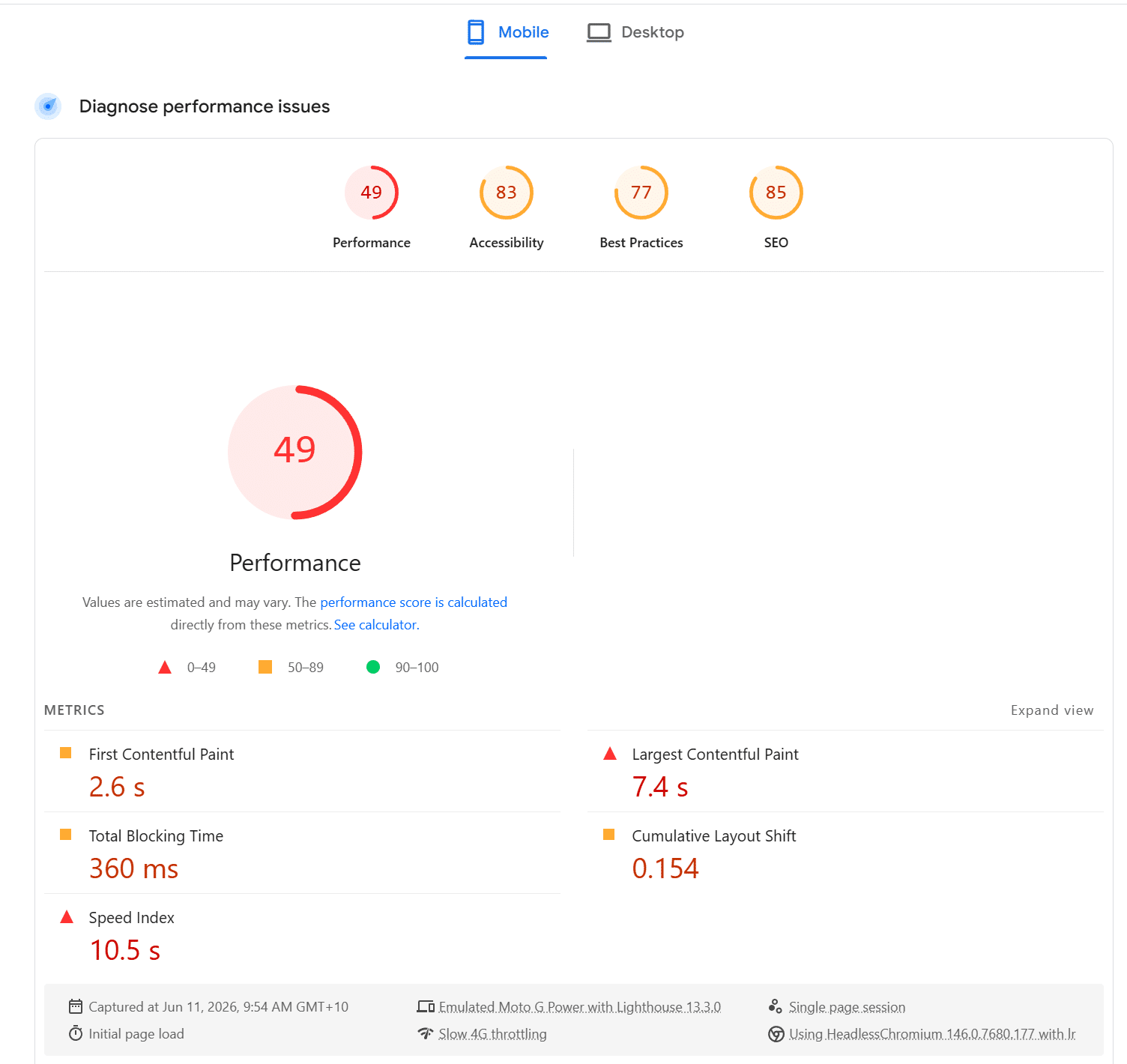 Before · Mobile - WP Rocket: Performance 49
